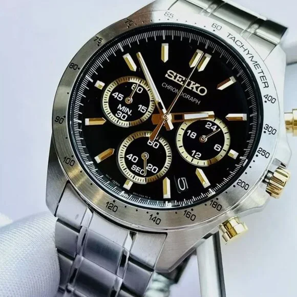 Seiko Gold Accent Chronograph Stainless Steel Men's Watch